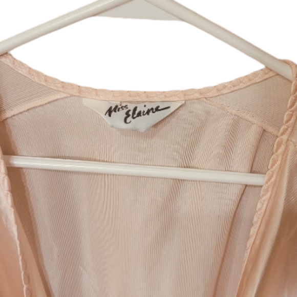 Miss Elaine Vintage Peach Pink Satin Full-Length Robe Onesize - Picture 3 of 4